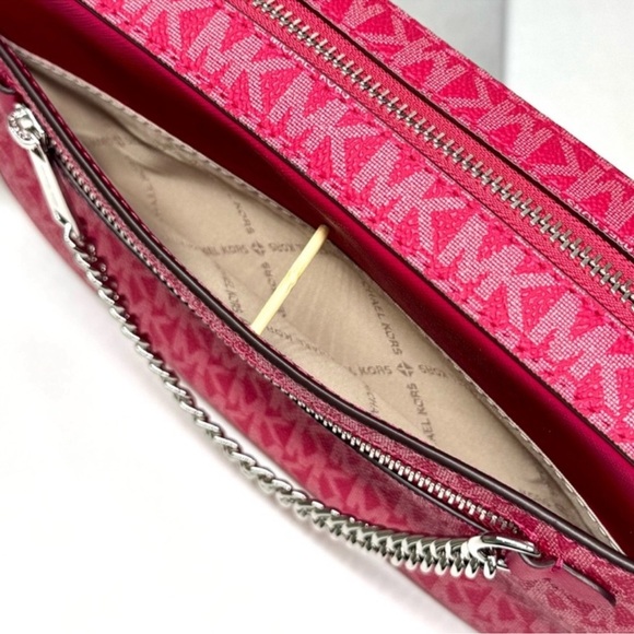 Michael Kors Large EW Crossbody Bag & Matching Trifold Wallet Dark Raspberry - Picture 8 of 15